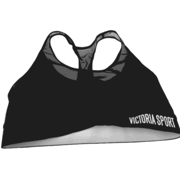 🟢2 FOR $15❣️VICTORIA’S SECRET SPORTS BRA *LARGE *BLACK & WHITE LOGO WITH MESH - Picture 2 of 11
